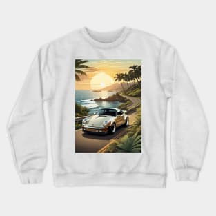 German Classic Car Sea Side Poster Crewneck Sweatshirt